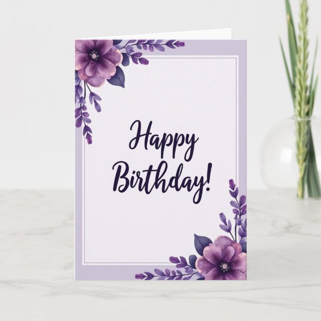 Violette botanische Geburtstagskarte Karte (Vorderseite)