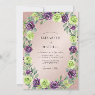 Violette Chartreuse-Blatt-Hochzeit Einladung