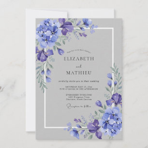 Violette elegante Wasserfarben-Hochzeit Einladung