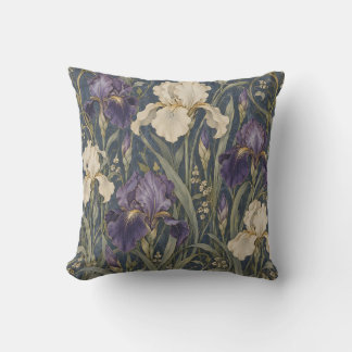 Violette Elfenbein-Iris Art Nouveau Kissen