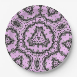 Violette Flutflutete Blume Kaleidoskop-Design Pappteller