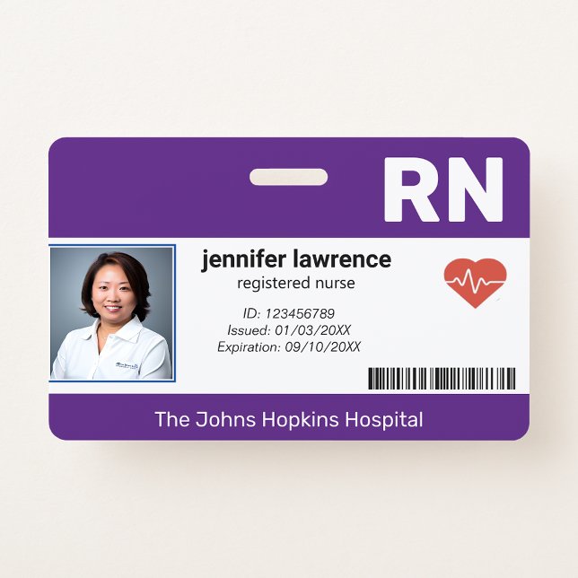 Violette | Foto-ID des Krankenhauses Ausweis (purple | Hospital Medical Employee Photo ID Badge
)