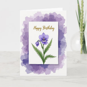 Violette Geburtstagskarte mit Blumenmotiv Karte