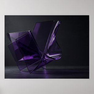 Violette gefaltete Glasskulptur dunkle Wandkunst Poster