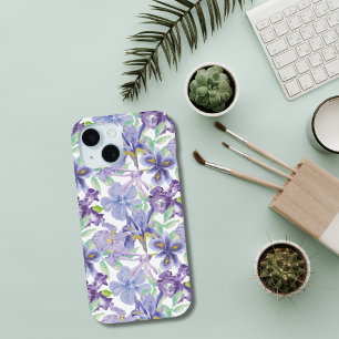 Violette gelbe Iris Blumen Wasserfarbe Blumen Case-Mate iPhone Hülle
