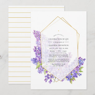 Violette geometrische Herbarium-Feier des Lebens Einladung