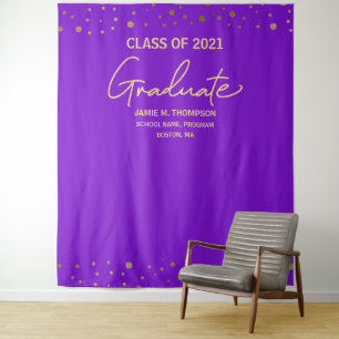 Violette Gold-Abschlussklasse 2021 Hintergrund Abs Wandteppich