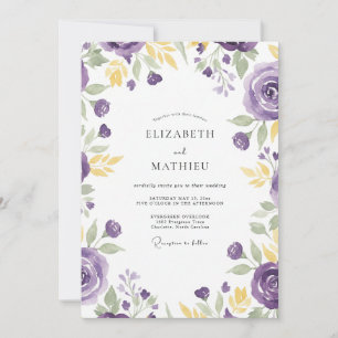 Violette Gold-Ranunculus-Eukalyptus-Hochzeit Einladung