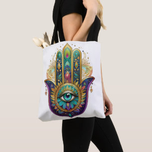 Violette Grüne Goldene Blütenblätter Hamsa Türkis