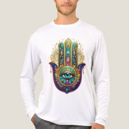 Violette Grüne Goldene Blütenblätter Hamsa Türkis Tri-Blend Shirt