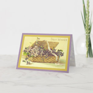Violette Grüße im Vintage-Blumenstil Karte