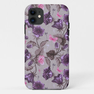 violette Handglocken und rosa Schmetterlingsmuster iPhone 11 Hülle