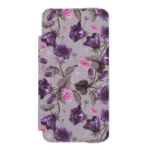 violette Handglocken und rosa Schmetterlingsmuster Incipio Watson™ iPhone 5 Geldbörsen Hülle