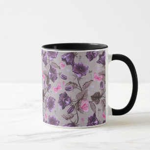 violette Handglocken und rosa Schmetterlingsmuster Tasse