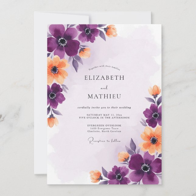 Violette herrliche Sommerhochzeit Einladung (Vorderseite)