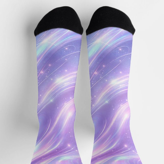 Violette holografische Muster AI-Kunst  Socken (Oben)