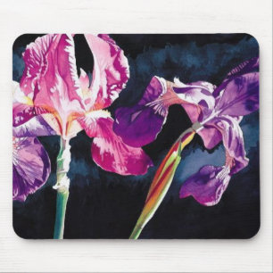"Violette Iris" mit Blumen durch Mausunterlage Mousepad