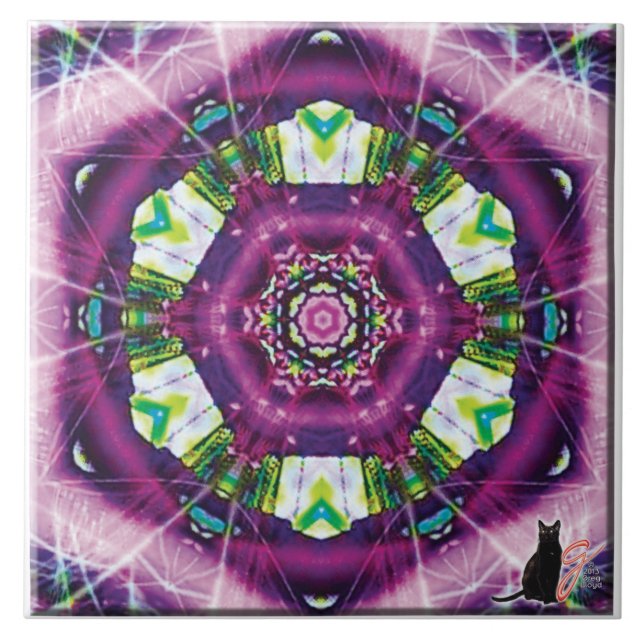 Violette Kaleidoskop Tile Fliese (Vorderseite)