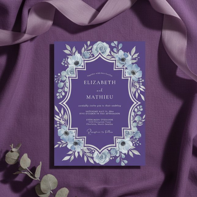 Violette königliche Winterhochzeit Einladung (Von Creator hochgeladen)