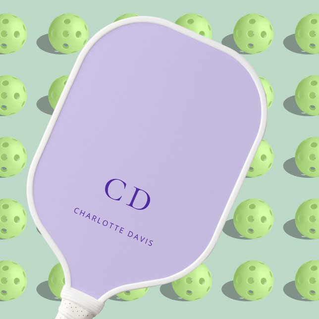 Violette Lavendel-Monogramm-Initialen Name Pickleball Schläger (Von Creator hochgeladen)