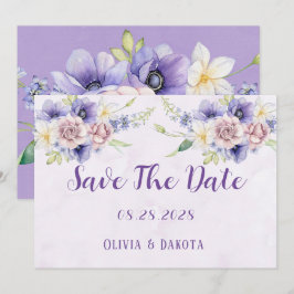 Violette Lila Aquarellfarben Save the Date-Karte Einladung
