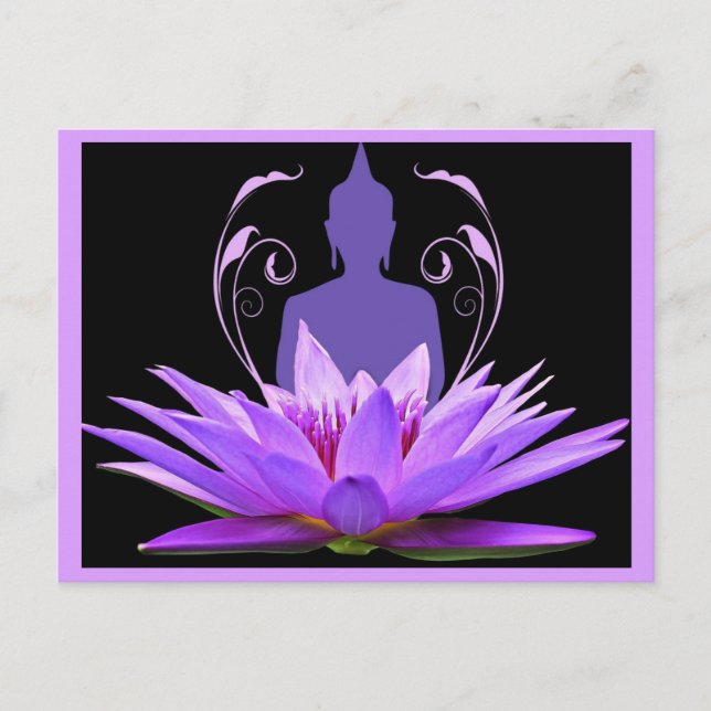 Violette Lotusblumen-Meditation Postkarte (Vorderseite)