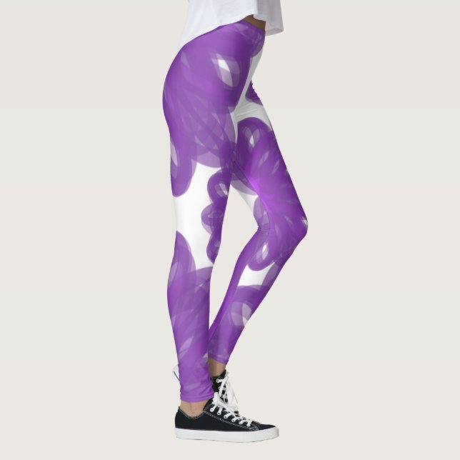 Violette Mandala-Blütenmuster Leggings (Rechts)