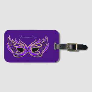 Violette Maskerade-Maske personalisiert Gepäckanhänger