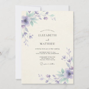 Violette Meeresschaum-Malerei-Hochzeit Einladung