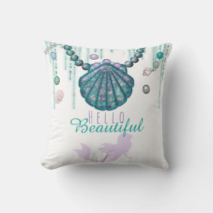 Violette Meerjungfrau Strand Glitzerschmuck Person Kissen