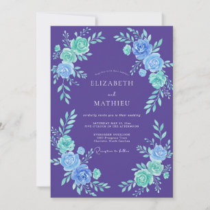 Violette Mintbemalte Hochzeit Einladung