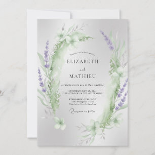 Violette Minze Foliage Eukalyptus Hochzeit Einladung