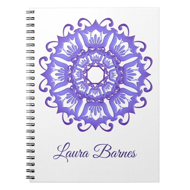 Violette mit BlumenMandala. Name Notizblock (Vorderseite)