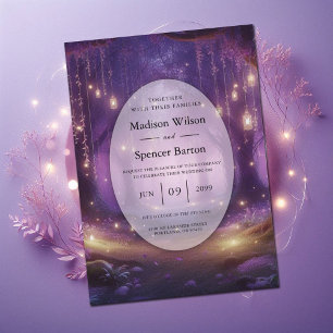 Violette Mitternachts-Verzauberte-Wald-Hochzeit Einladung