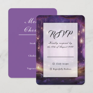 Violette Mitternachts-Verzauberte Waldhochzeit RSVP Karte