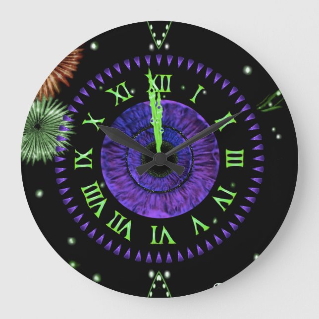 Violette Mitternachtsuhr Große Wanduhr (Vorderseite)