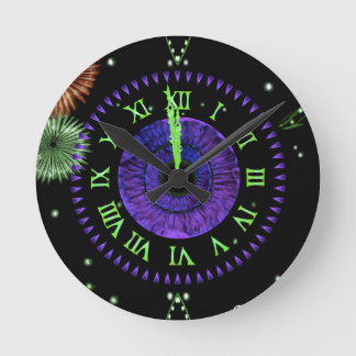 Violette Mitternachtsuhr  Runde Wanduhr