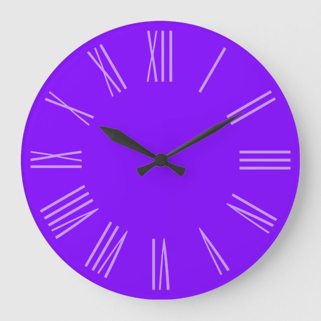 Violette monotone römische Ziffern Große Wanduhr (Vorderseite)