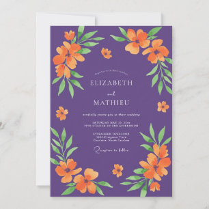Violette Orange Mohn Hochzeit Einladung