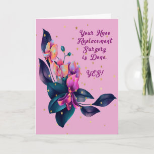 Violette Orchideen für eine Knieersatzoperation Karte