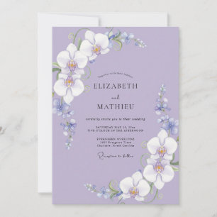 Violette Orchideenblüten-Hochzeit Einladung