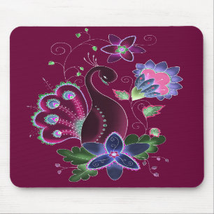 Violette Pfau-Mausunterlage Mousepad