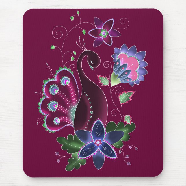 Violette Pfau-Mausunterlage Mousepad (Vorne)