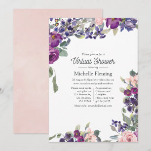 Violette, Pflaumen- und Rosé-Virtual-Baby-Shower Einladung