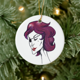 Violette Piraten-Lady Lila Haar Frau Zeichnung Kun Keramik Ornament