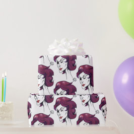 Violette Piratenlady Purpurhaar-Frau Zeichnung Kun Geschenkpapier