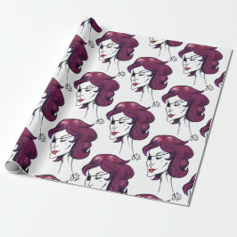 Violette Piratenlady Purpurhaar-Frau Zeichnung Kun Geschenkpapier
