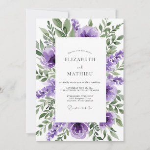 Violette poetische Frühlingshochzeit Einladung