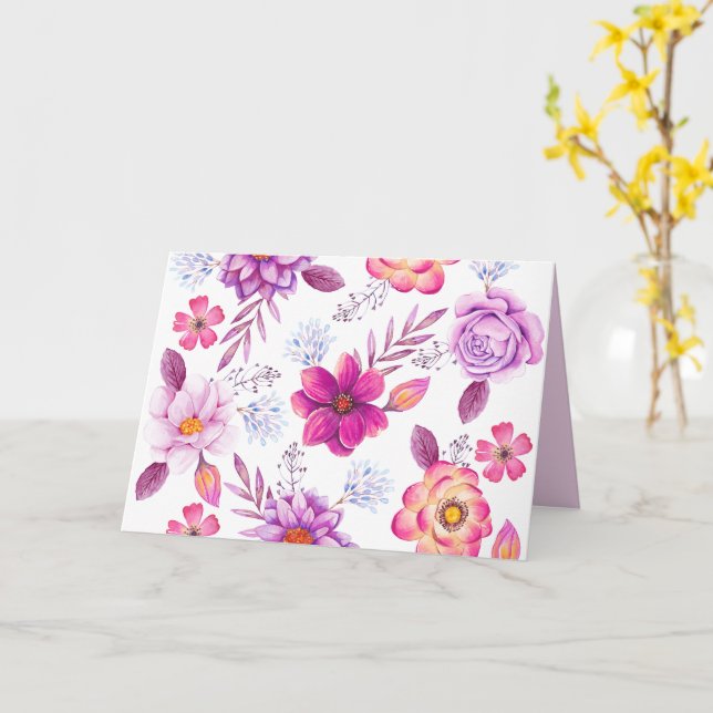 Violette Rose Karte (Gelbe Blume)