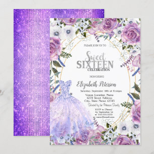 Violette Rosen Kleid Pailletten Sweet 16 Einladung